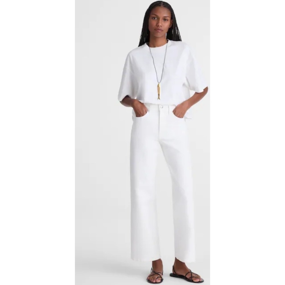 Madewell The Wide-Leg Crop Jean White High Rise Denim OA111 Size 23 NWT